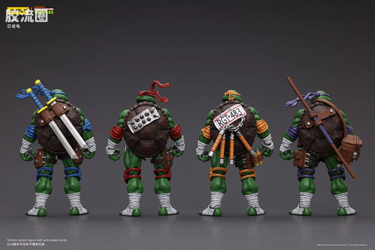 JOYTOY  x 忍者神龟系列 套装版 忍者龟 四人组 套装（莱昂纳多、拉斐尔、开朗基罗和多纳泰罗） - 图片