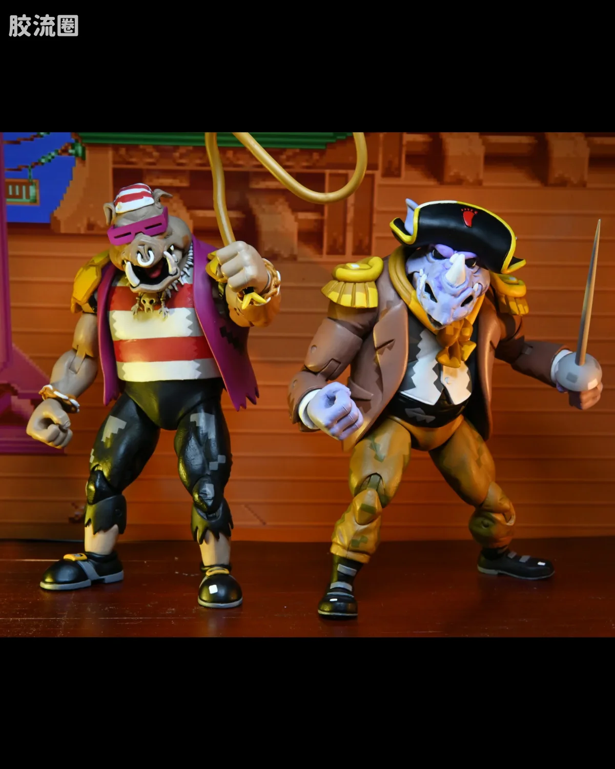 NECA 7寸可动人形系列 街机游戏 忍者神龟2 犀牛头&猪面人 海盗版 - 图片