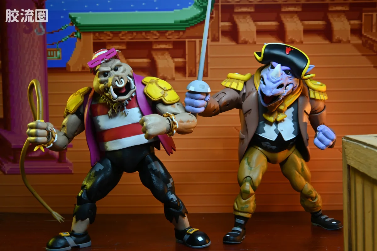 NECA 7寸可动人形系列 街机游戏 忍者神龟2 犀牛头&猪面人 海盗版 - 图片