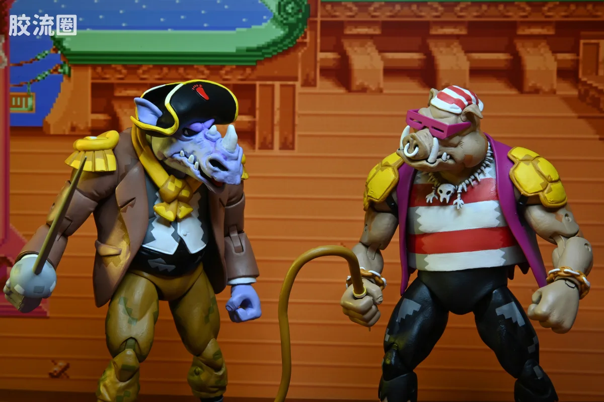 NECA 7寸可动人形系列 街机游戏 忍者神龟2 犀牛头&猪面人 海盗版 - 图片