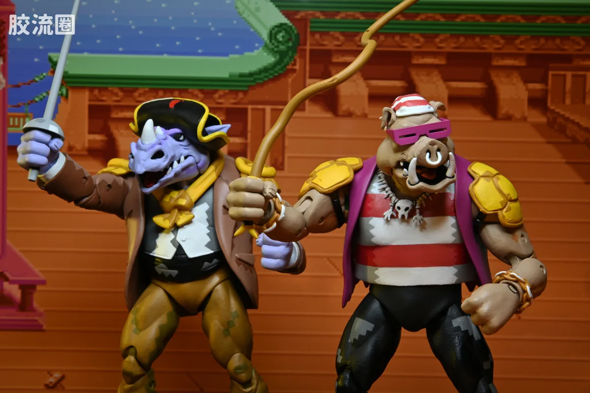 NECA 7寸可动人形系列 街机游戏 忍者神龟2 犀牛头&猪面人 海盗版 - 图片