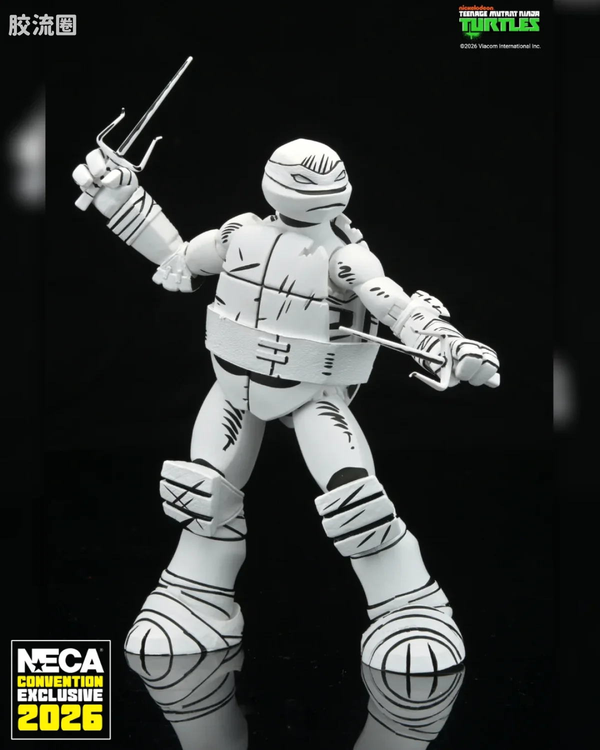 NECA 7寸可动人形系列 动画 忍者神龟系列 忍者神龟 2012动画版 草图风格神龟  4只装 - 图片