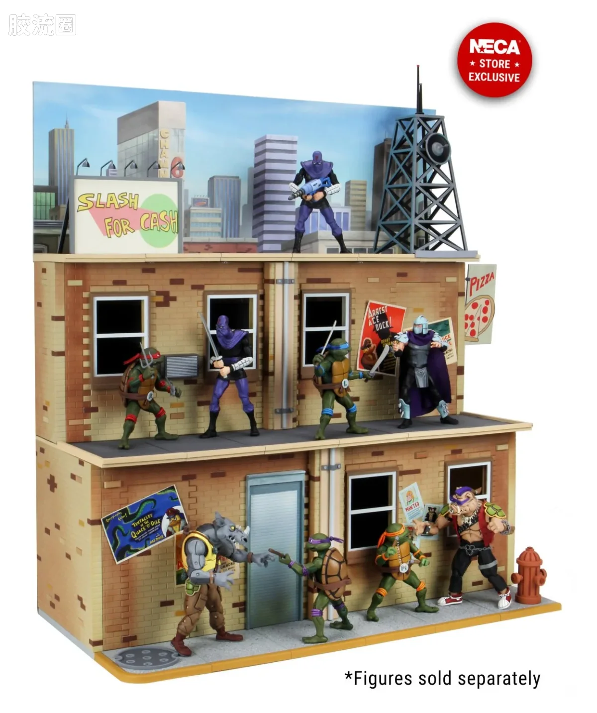 NECA 7寸可动人形系列 场景系列 动画版 忍者神龟 街景场景 - 图片