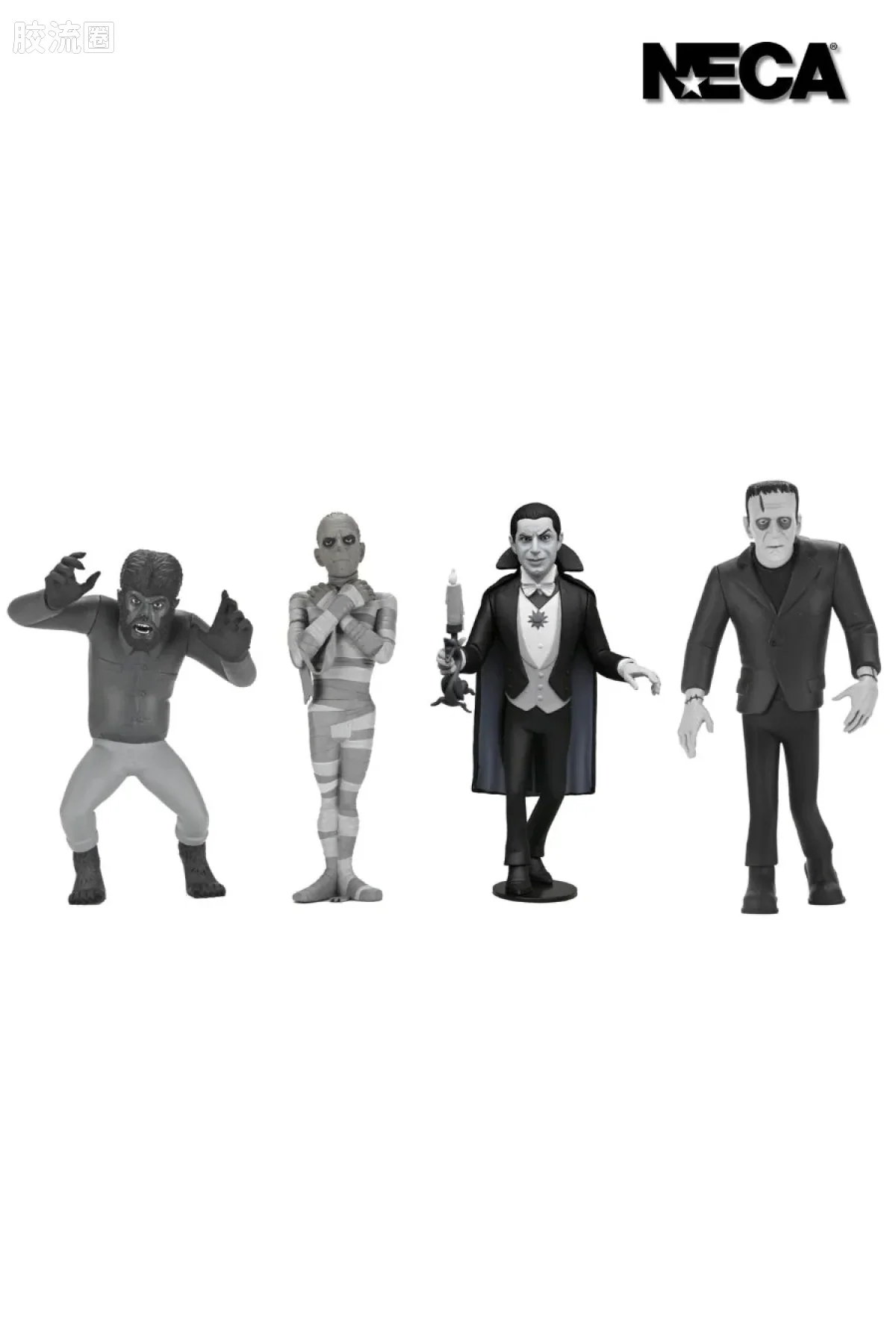 NECA 7寸可动人形系列 Toony Terrors/微小的恐怖系列 德古拉、弗兰肯斯坦、木乃伊与狼人 - 图片
