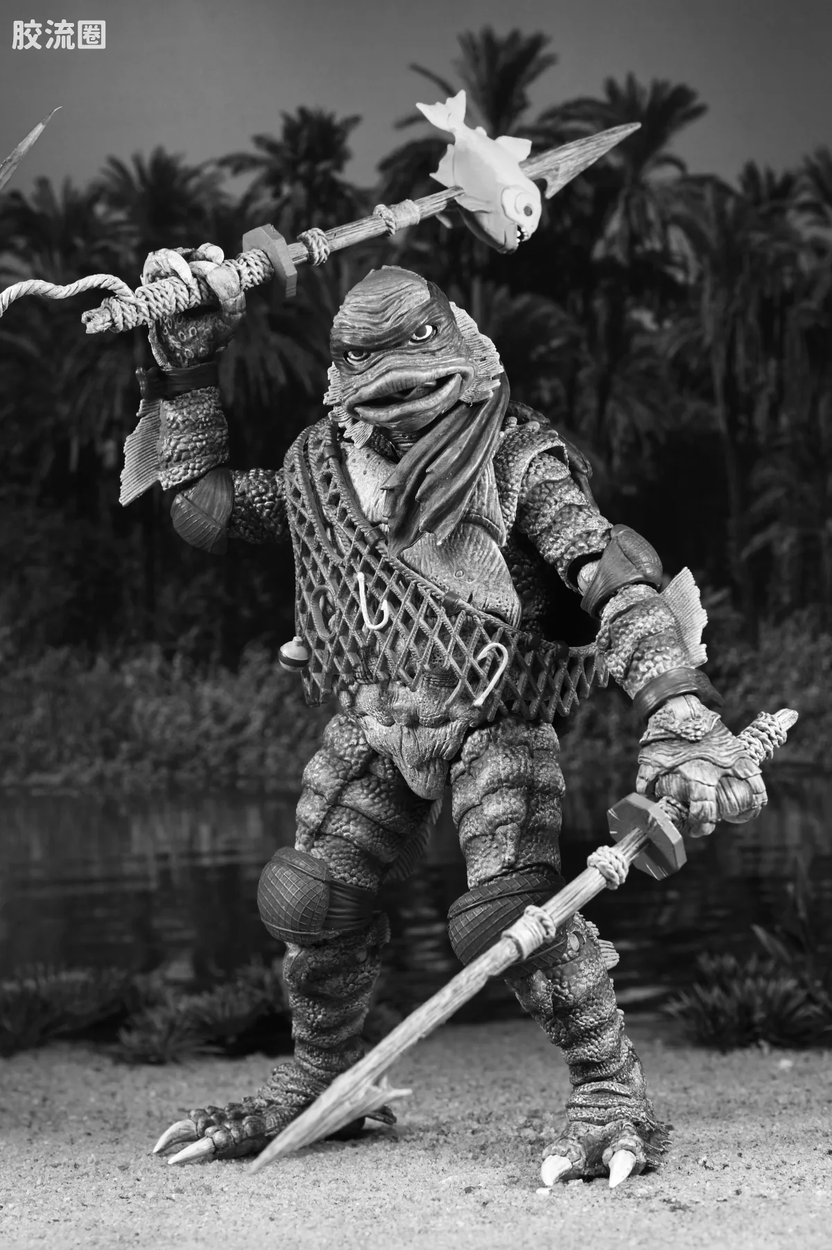 NECA 7寸可动人形系列 环球怪物 X 忍者神龟系列 黑白神龟 - 图片