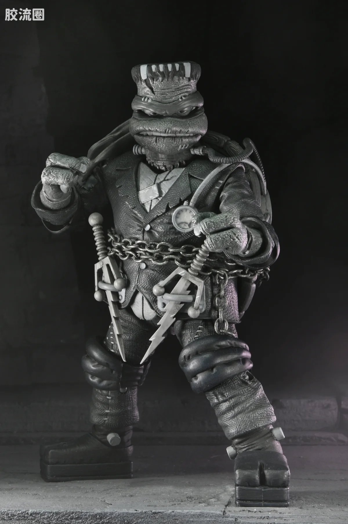 NECA 7寸可动人形系列 环球怪物 X 忍者神龟系列 黑白神龟 - 图片