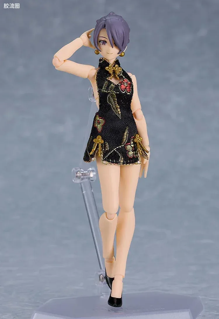 figma可动手办 Figma Styles 569c 女性素体(Mika) with 迷你旗袍穿搭(黑色) - 图片