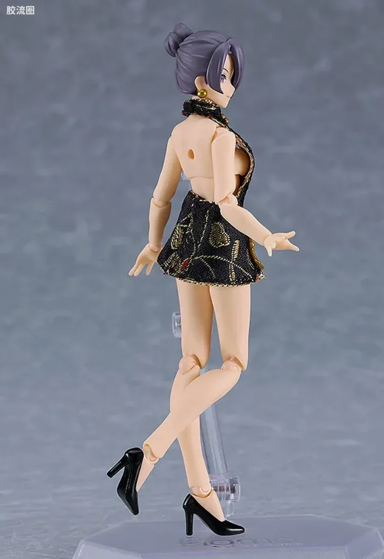 figma可动手办 Figma Styles 569c 女性素体(Mika) with 迷你旗袍穿搭(黑色) - 图片