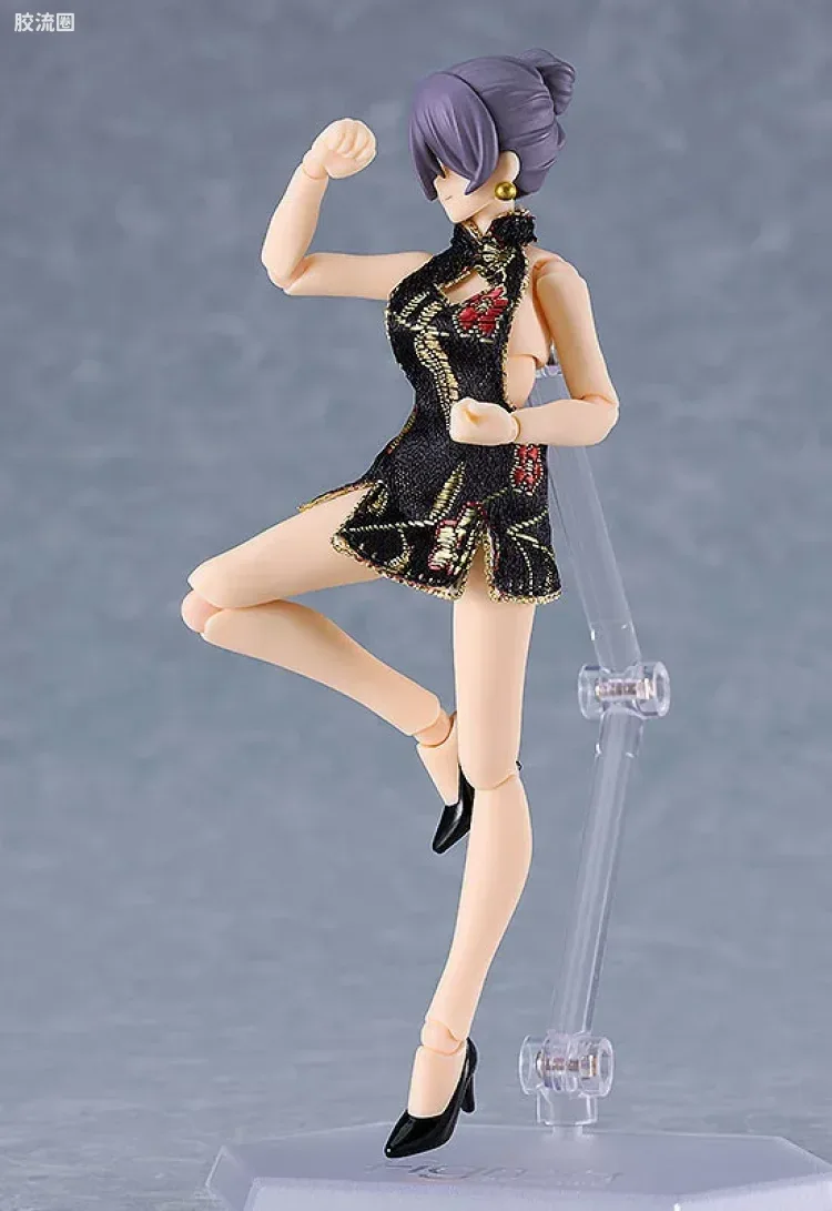 figma可动手办 Figma Styles 569c 女性素体(Mika) with 迷你旗袍穿搭(黑色) - 图片