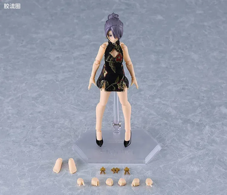 figma可动手办 Figma Styles 569c 女性素体(Mika) with 迷你旗袍穿搭(黑色) - 图片
