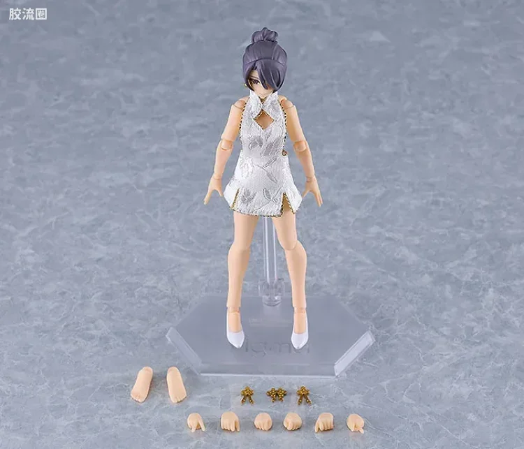 figma可动手办 Figma Styles 569b 女性素体(Mika) with 迷你旗袍穿搭(白色) - 图片