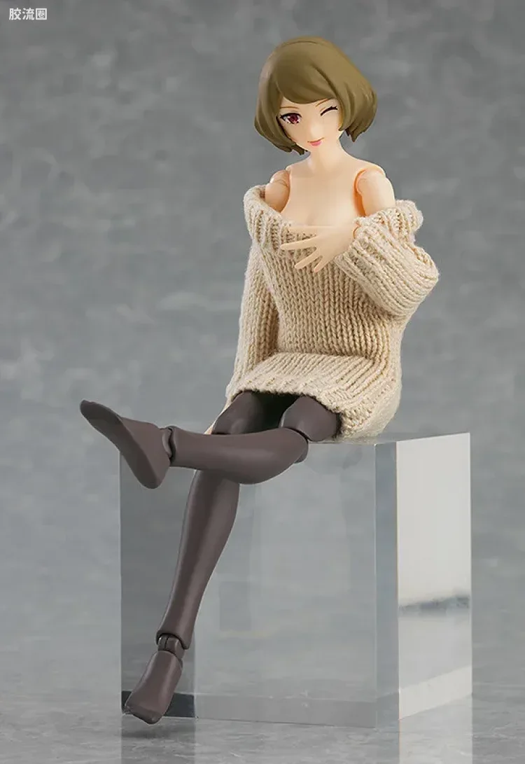 figma可动手办 Figma Styles 露肩毛衣连衣裙(粉米色/灰色/米色) - 图片