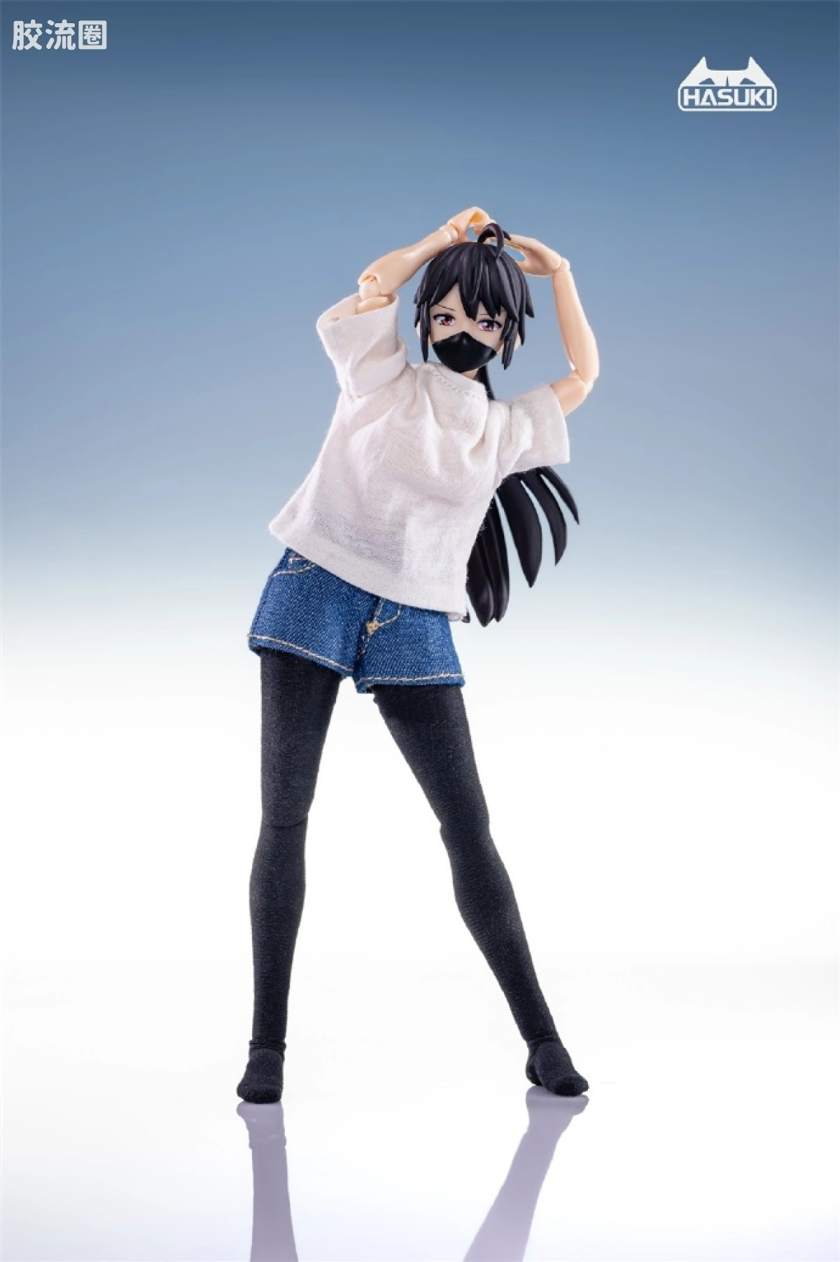 HASUKI-神猫跳动 手办与可动人形系列 服装套装 CS008  T恤牛仔短裤套装 - 图片