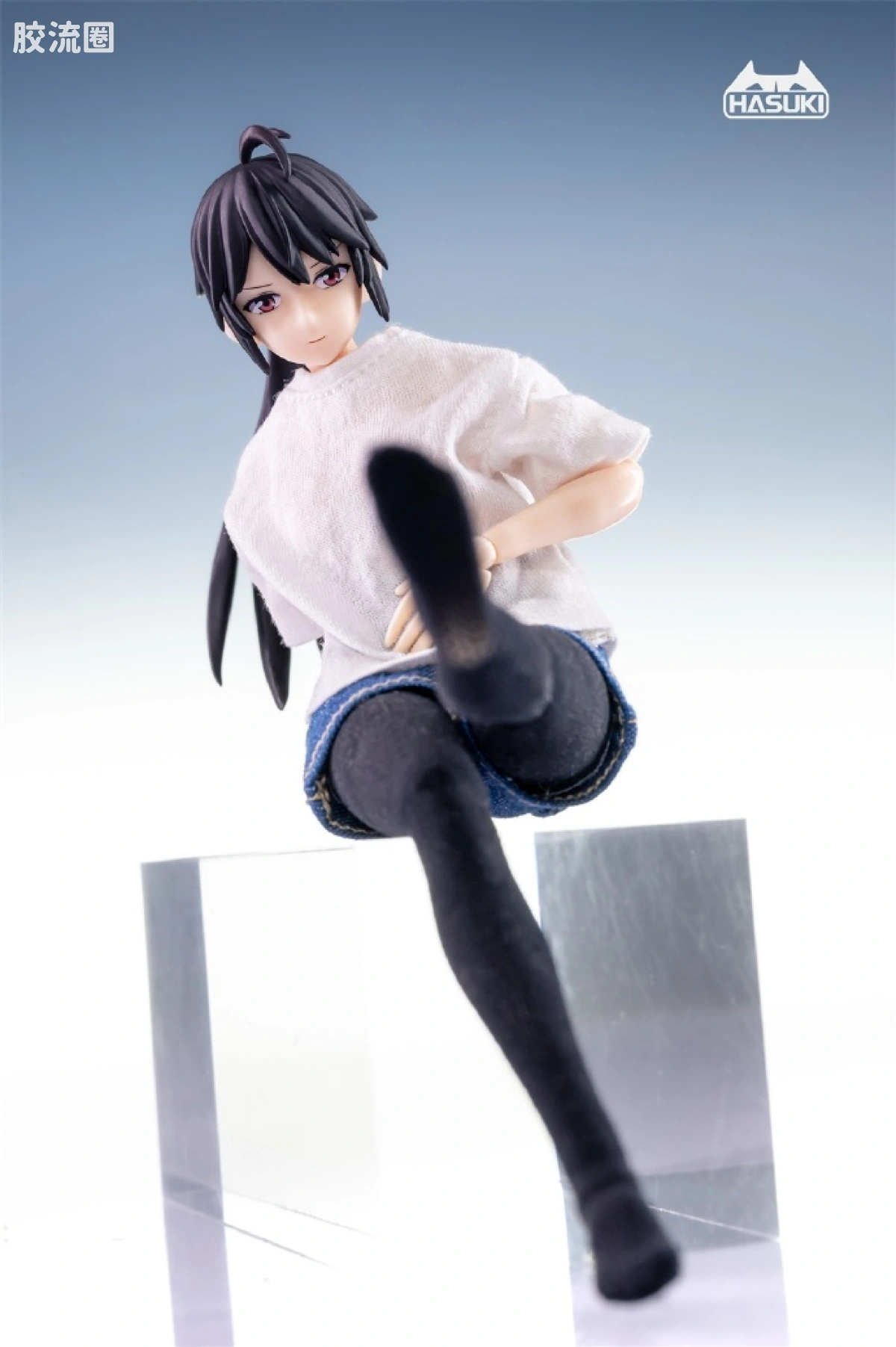 HASUKI-神猫跳动 手办与可动人形系列 服装套装 CS008  T恤牛仔短裤套装 - 图片