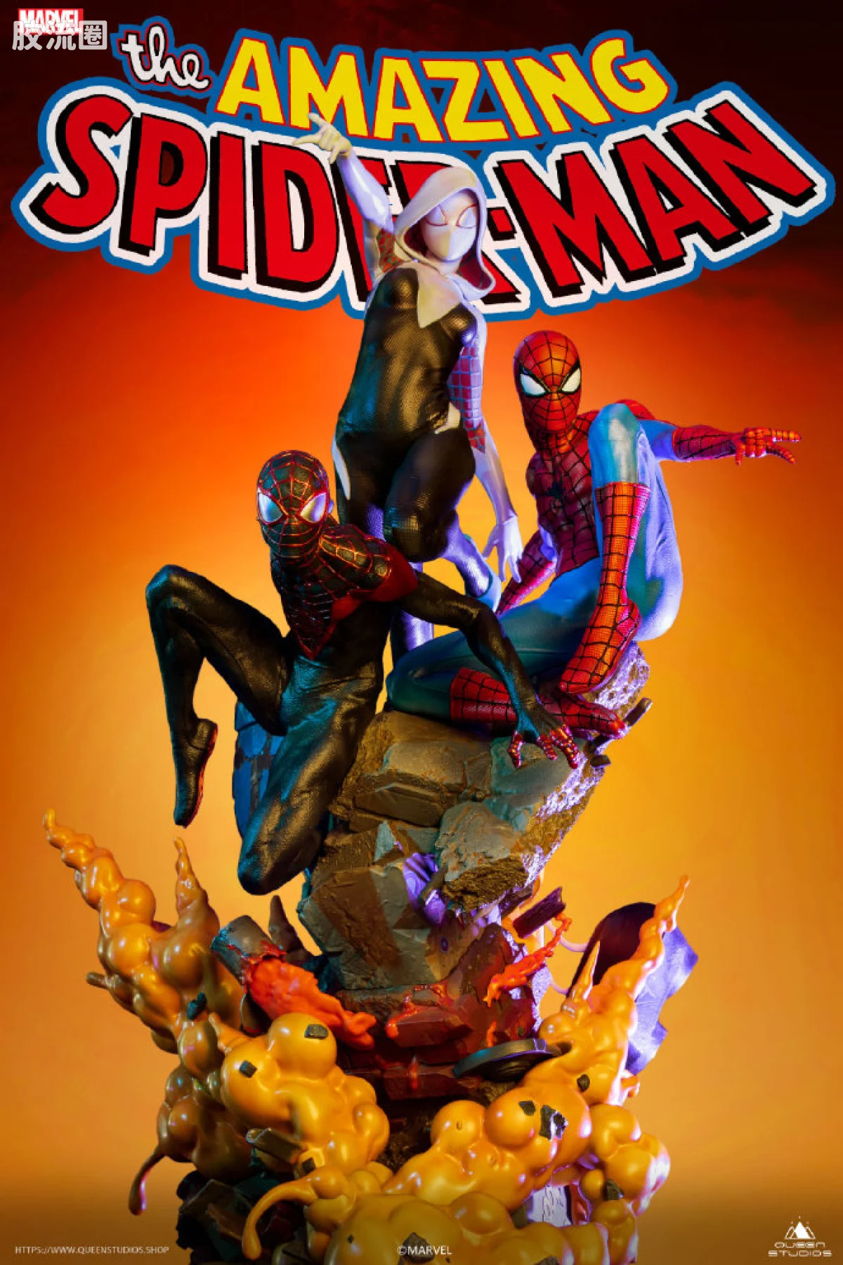 Queen Studios雕像系列 1/4雕像 超凡蜘蛛侠Spider-Verse1/4组合全身像 - 图片