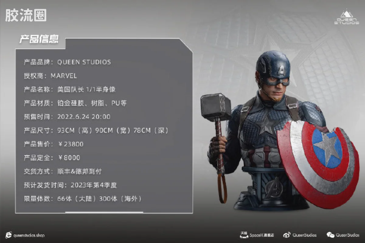 Queen Studios雕像系列 1/1半身像 美国队长 1/1半身像 - 图片