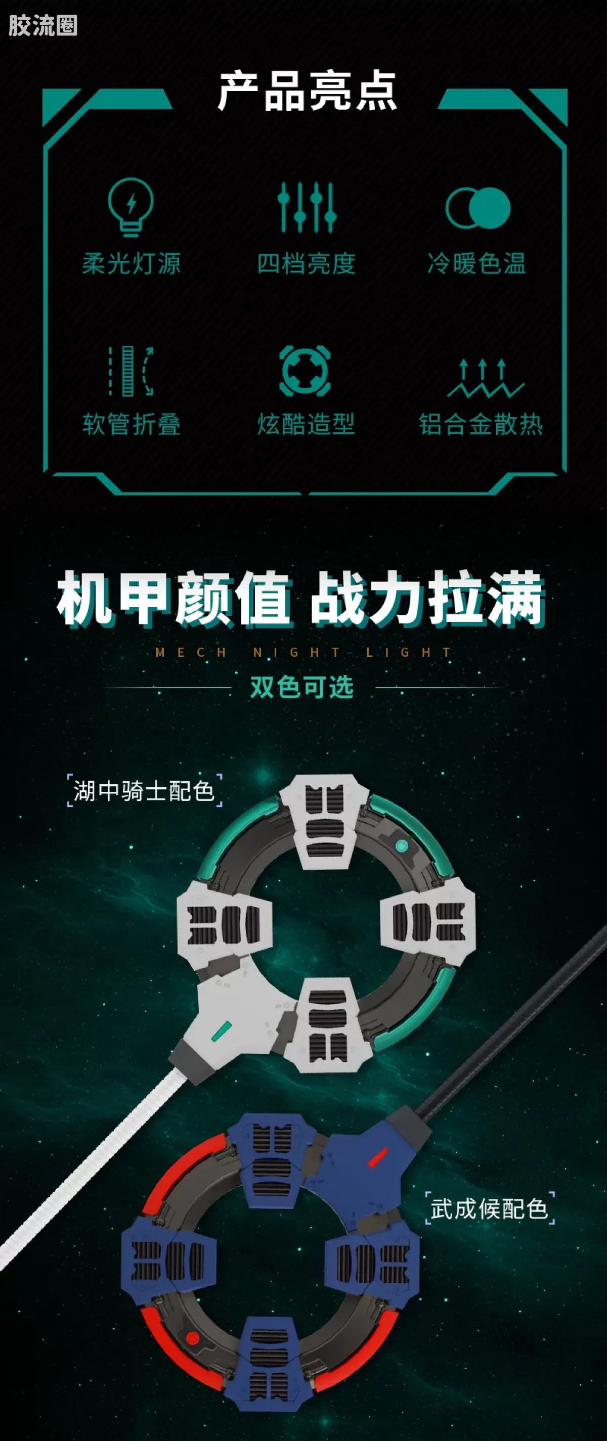 MOSHOWTOYS机甲成品系列 周边及配件包 潮态 先祖效应USB机甲小夜灯 双配色 - 图片