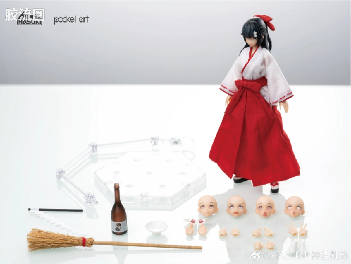 HASUKI-神猫跳动 手办与可动人形系列 Pocket Art系列 005 退魔巫女 椿 - 图片