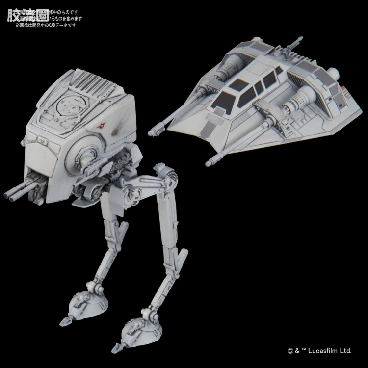 万代 星球大战系列拼装模型 Vehicle Model系列 VM-08 AT-ST & 雪地飞车 套装 - 图片