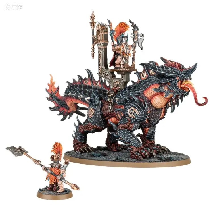 战锤：西格玛时代 Warhammer：Age of Sigmar Fyreslayers 炽焰屠夫 初版 骑熔岩巨兽的赤金符文惩击者