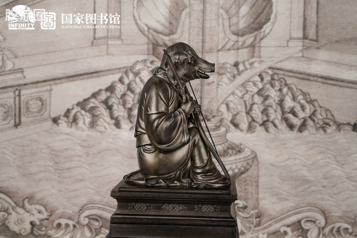 开天工作室 日系手办&雕像系列 十二生肖兽首系列 亥猪 月下古铜 - 图片