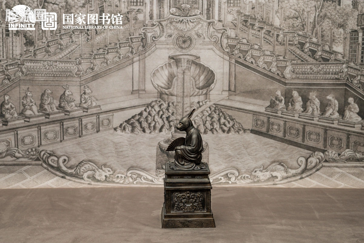 开天工作室 日系手办&雕像系列 十二生肖兽首系列 卯兔 月下古铜 - 图片