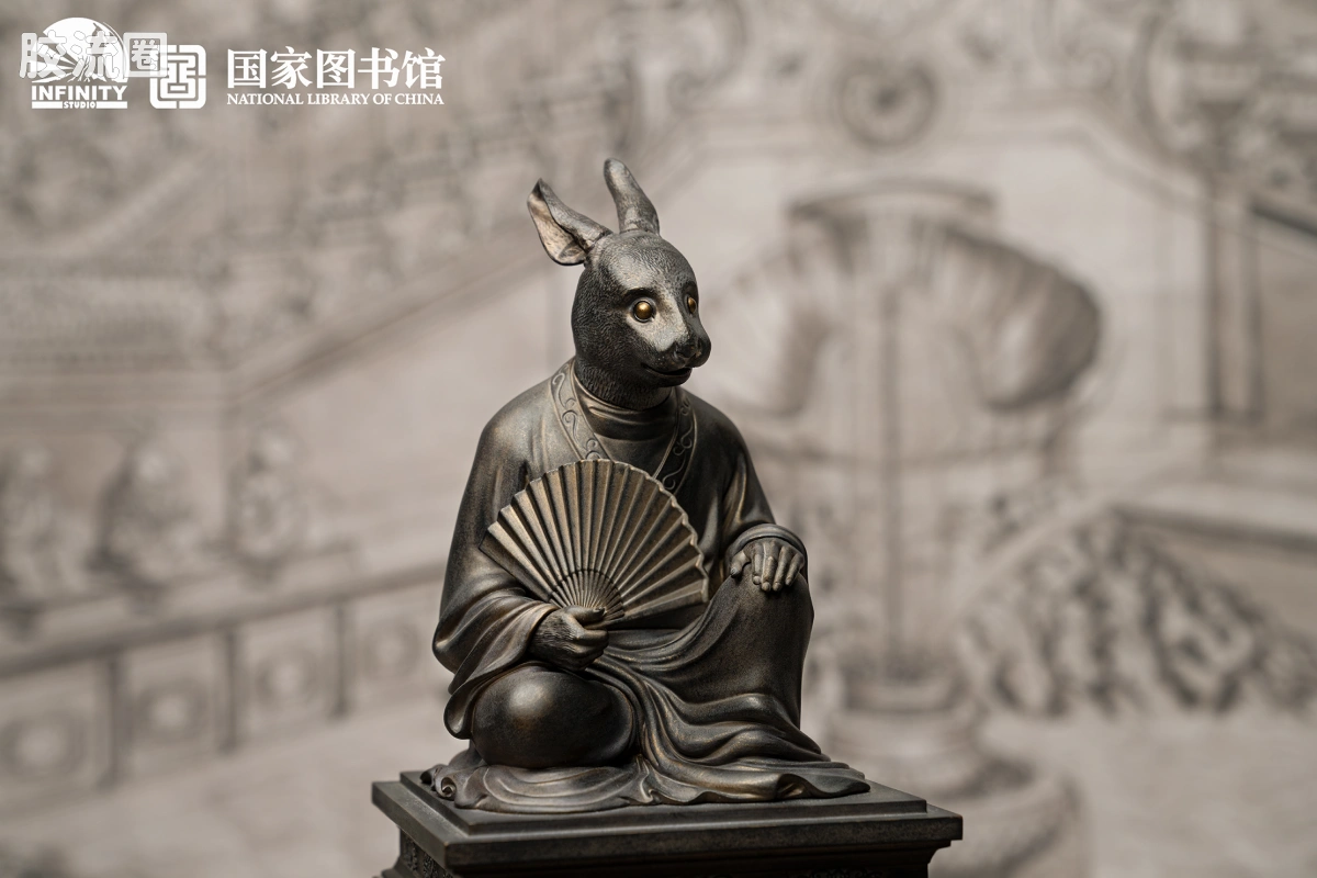 开天工作室 日系手办&雕像系列 十二生肖兽首系列 卯兔 月下古铜 - 图片
