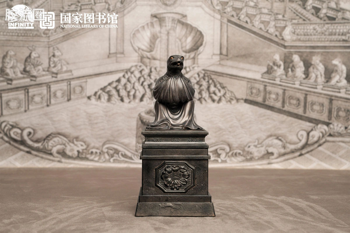 开天工作室 日系手办&雕像系列 十二生肖兽首系列 巳蛇 月下古铜 - 图片