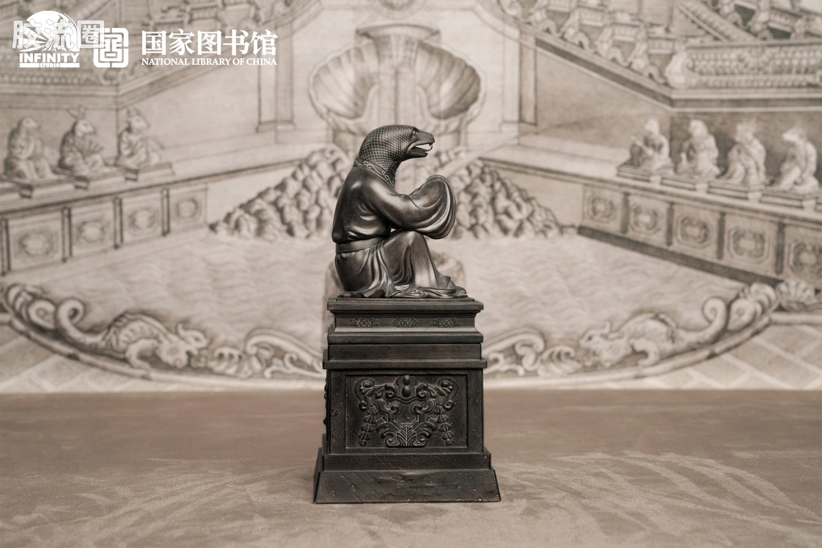 开天工作室 日系手办&雕像系列 十二生肖兽首系列 巳蛇 月下古铜 - 图片