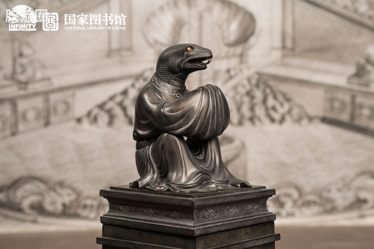 开天工作室 日系手办&雕像系列 十二生肖兽首系列 巳蛇 月下古铜 - 图片