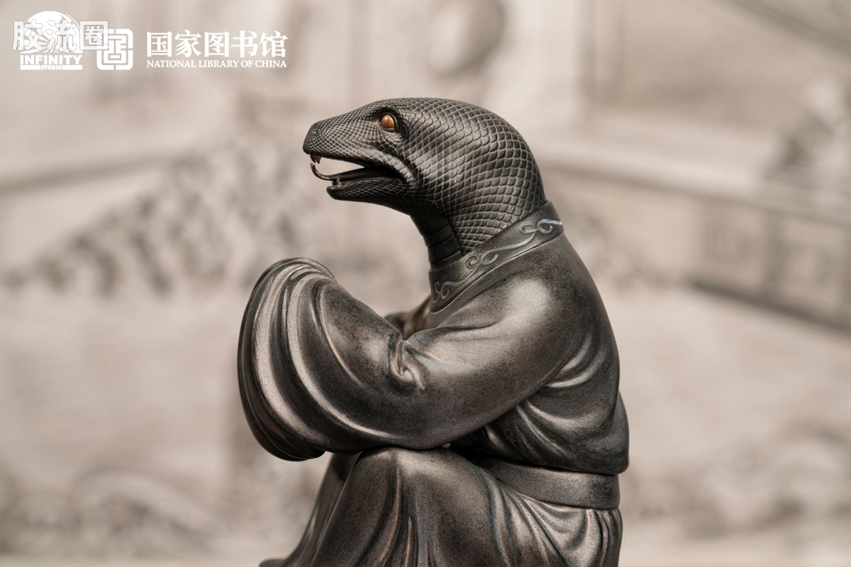 开天工作室 日系手办&雕像系列 十二生肖兽首系列 巳蛇 月下古铜 - 图片