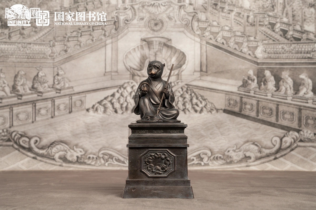 开天工作室 日系手办&雕像系列 十二生肖兽首系列 申猴 月下古铜 - 图片