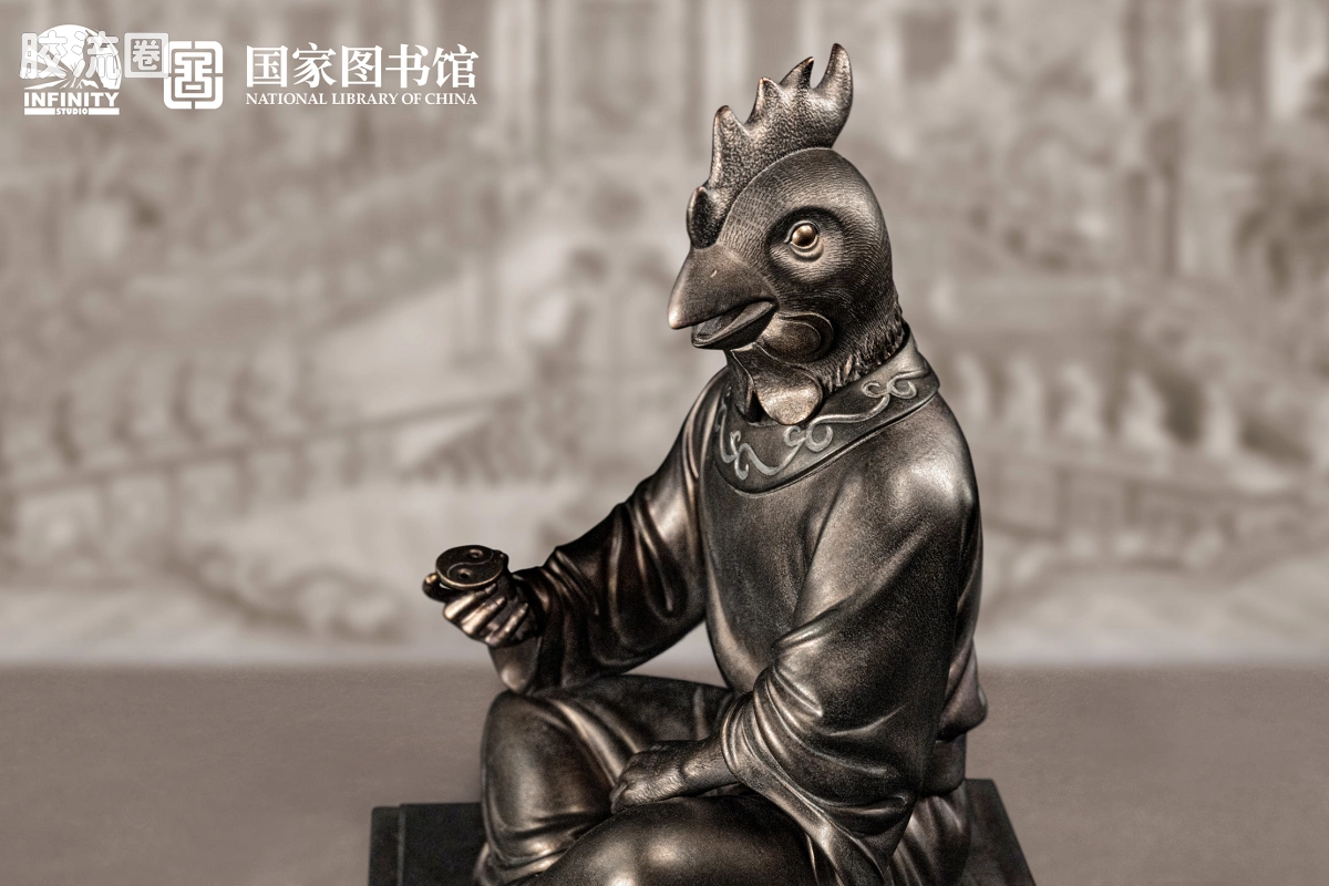 开天工作室 日系手办&雕像系列 十二生肖兽首系列 酉鸡 月下古铜 - 图片