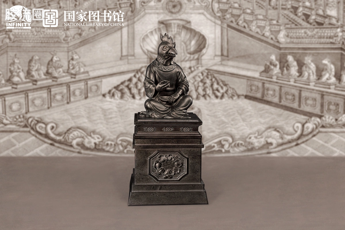开天工作室 日系手办&雕像系列 十二生肖兽首系列 酉鸡 月下古铜 - 图片