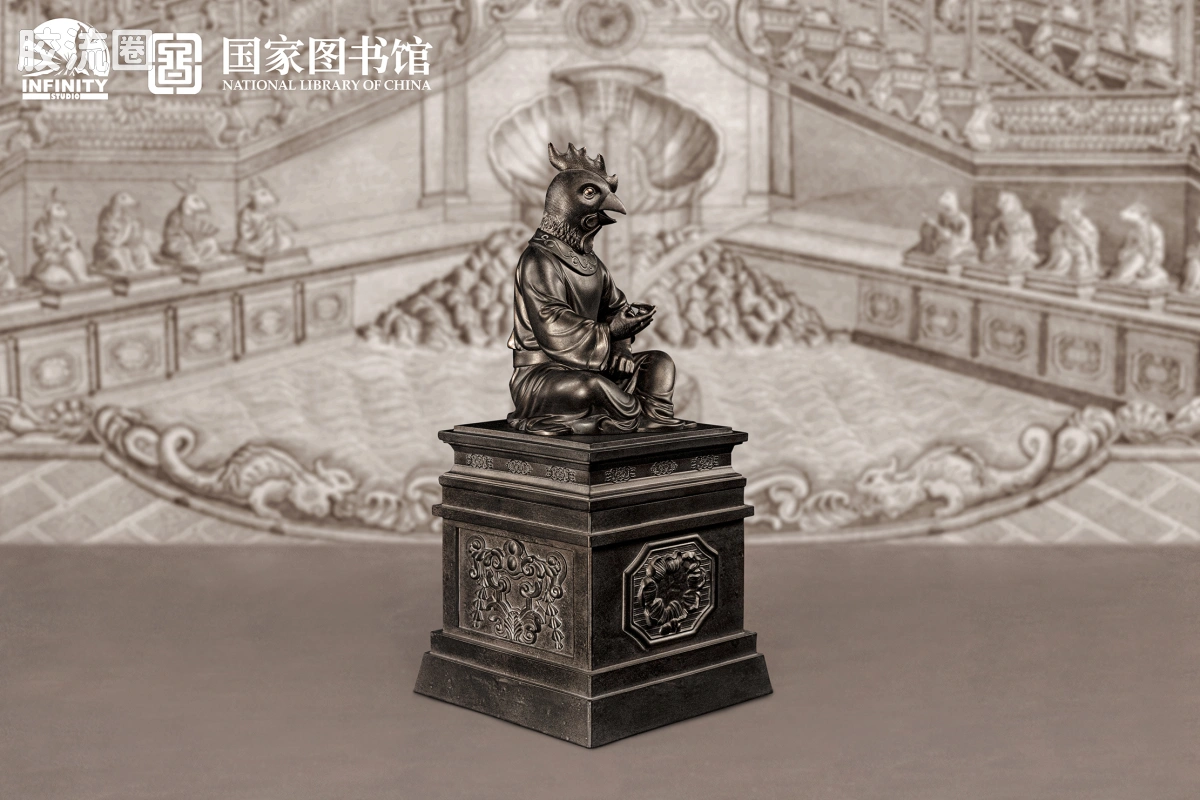 开天工作室 日系手办&雕像系列 十二生肖兽首系列 酉鸡 月下古铜 - 图片