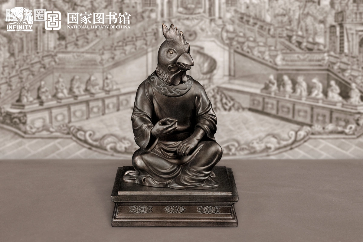 开天工作室 日系手办&雕像系列 十二生肖兽首系列 酉鸡 月下古铜 - 图片