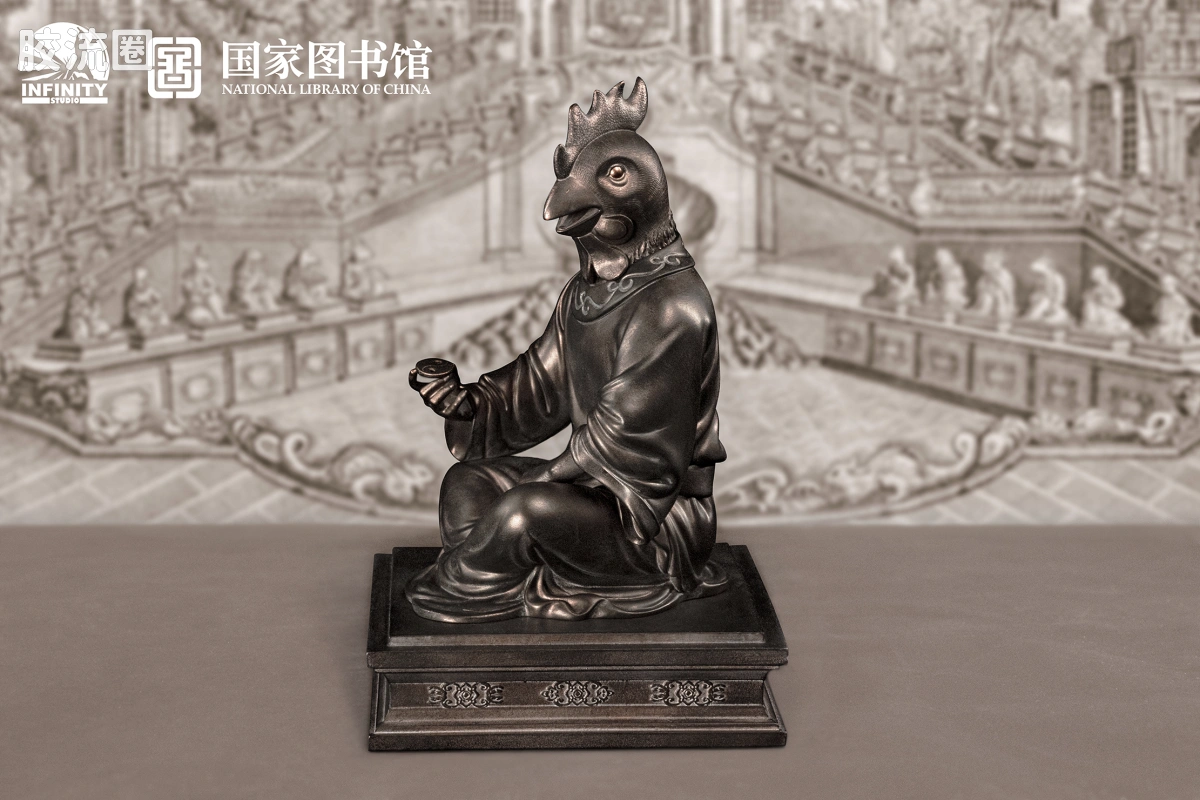 开天工作室 日系手办&雕像系列 十二生肖兽首系列 酉鸡 月下古铜 - 图片