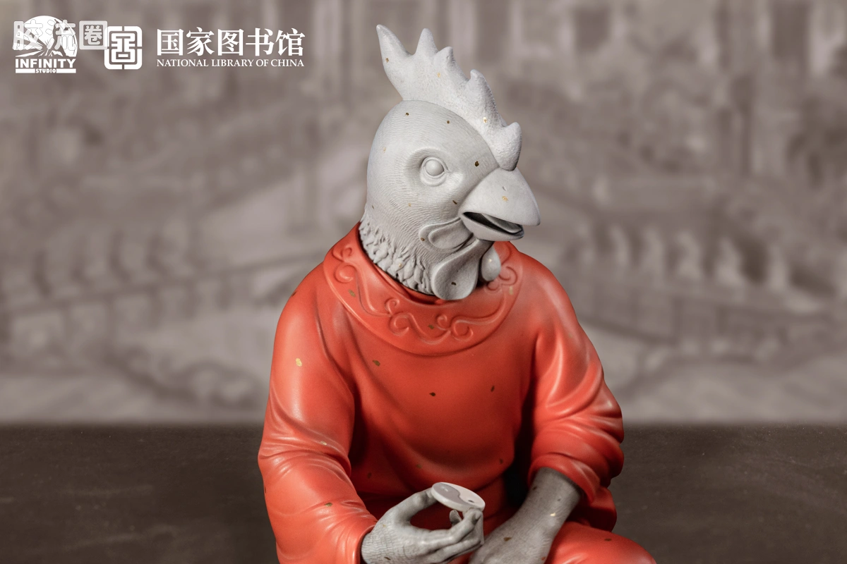 开天工作室 日系手办&雕像系列 十二生肖兽首系列 酉鸡 点星三彩 - 图片