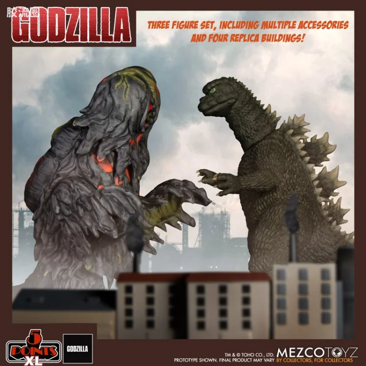 Mezco 5 points系列 5点 XL系列 哥斯拉 vs 黑多拉 (1971) 三人偶盒装