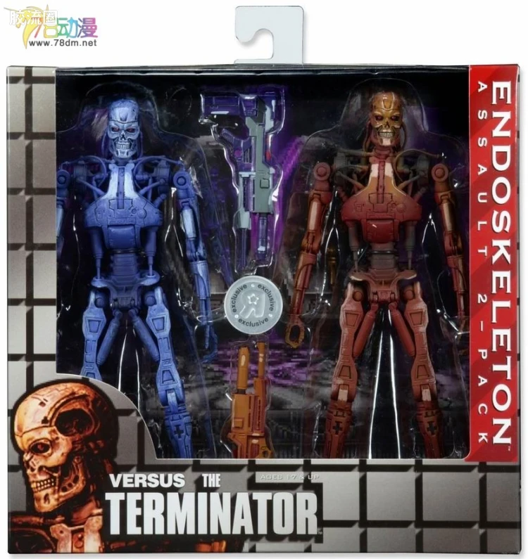 NECA 7寸可动人形系列 16-Bit游戏系列 机器战警VS终结者 骨架机械人 双人装