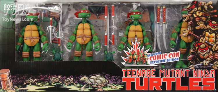 NECA 7寸可动人形系列 限定版 漫画版 忍者神龟 4人盒装