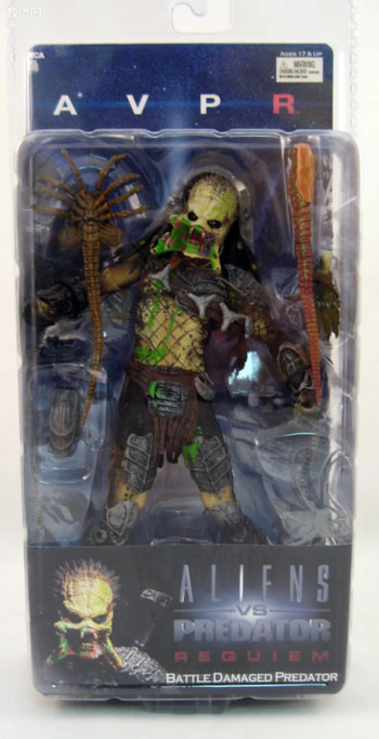 NECA 7寸可动人形系列 电影 异形大战铁血战士2 安魂曲 独狼铁血战士(张口,战损版) 第4代