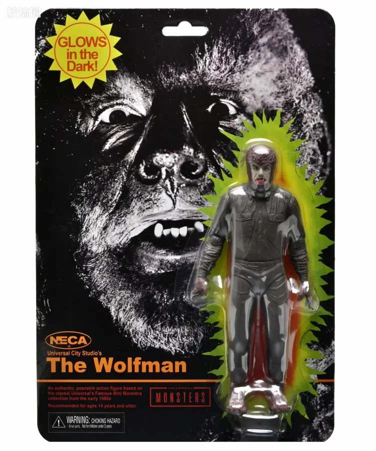 NECA 7寸可动人形系列 环球怪物:复古系列 电影 狼人 拉瑞·塔尔博特 夜光版