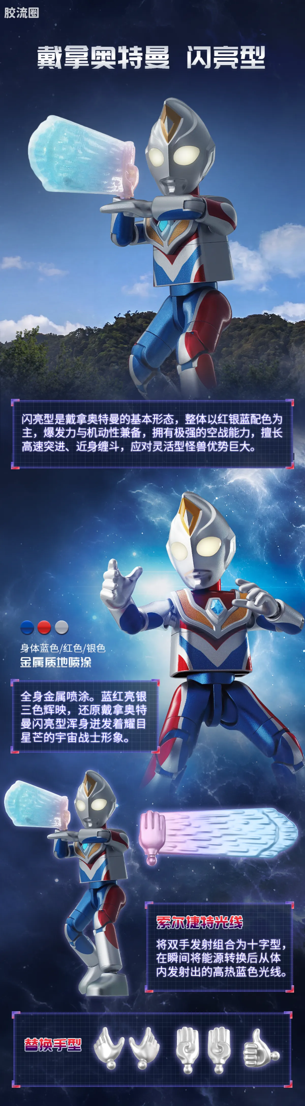 布鲁可奥特曼 限定 荣耀版第9弹-T.D.G平成三杰特典 - 图片