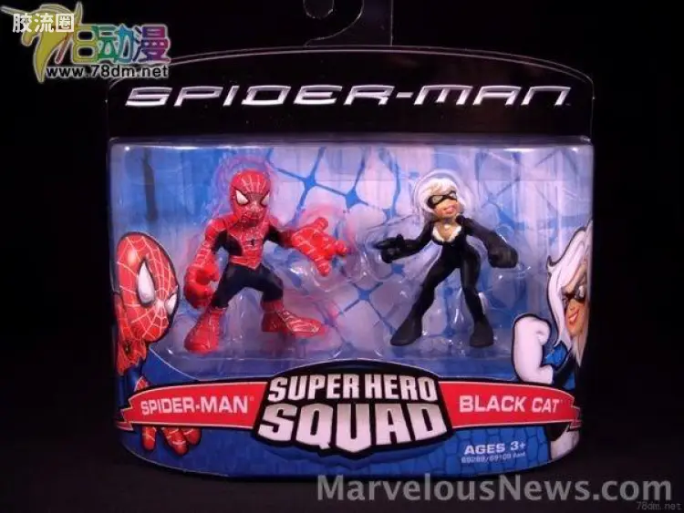 Super Hero Squad盒装人偶玩具 蜘蛛侠超级英雄小队 第3弹 蜘蛛侠对黑猫