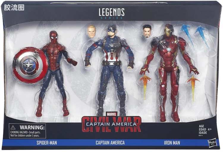 Marvel Legends 礼盒版 美国队长3 英雄内战 3人盒装 钢铁侠